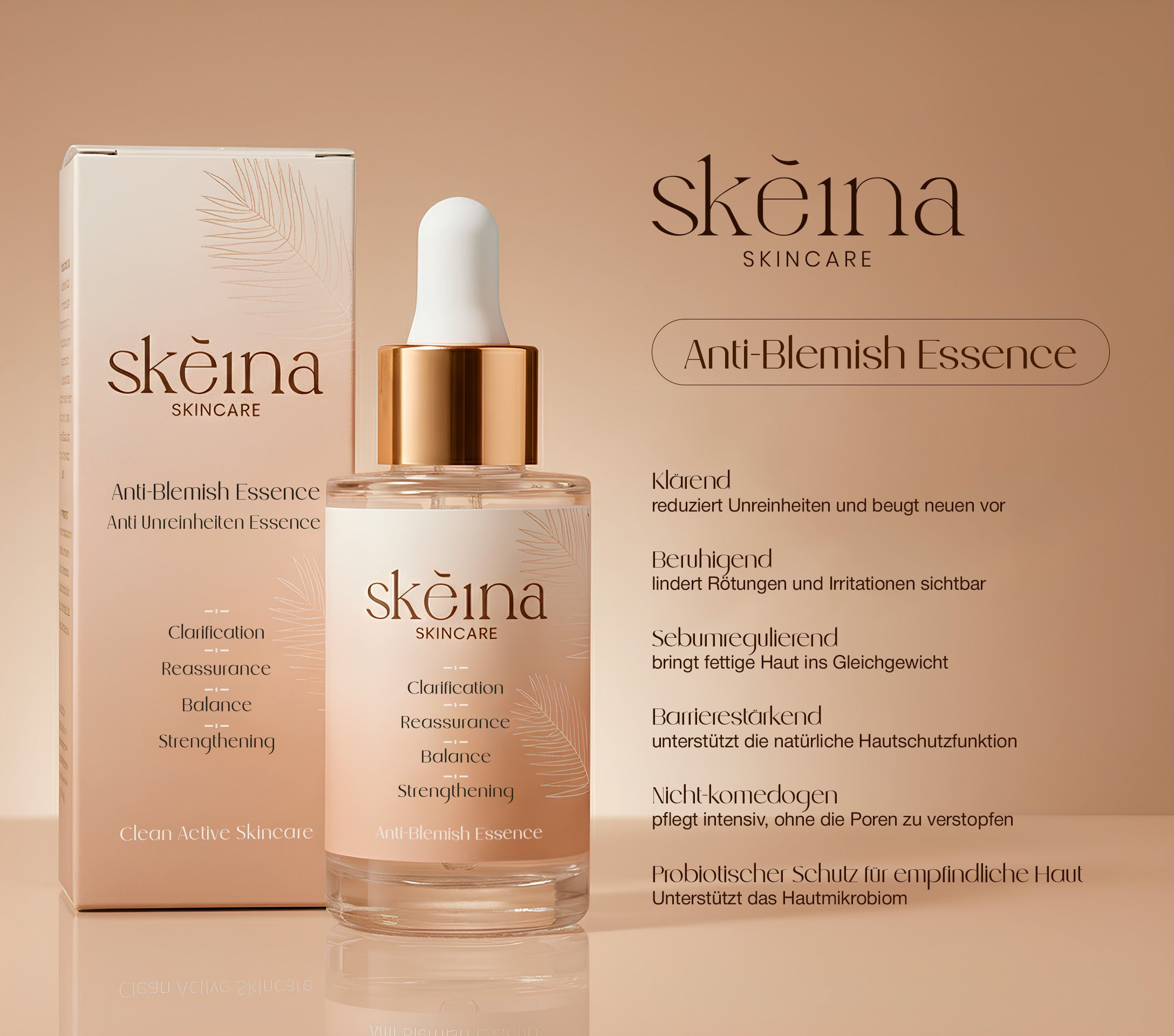 Bringe die Gesichtshaut wieder ins Gleichgewicht mit Skeina Anti-Blemish-Essence. Lindert Rötungen und reduziert Unreinheiten.