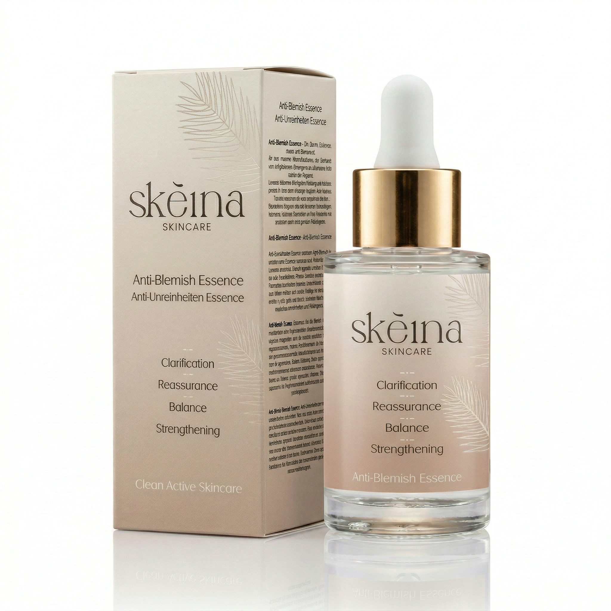 Schluss mit Hautunreinheiten und verstopften Poren. Starte jetzt die Gesichtspflegeroutine mit Skeina Anti-Blemish-Essence.