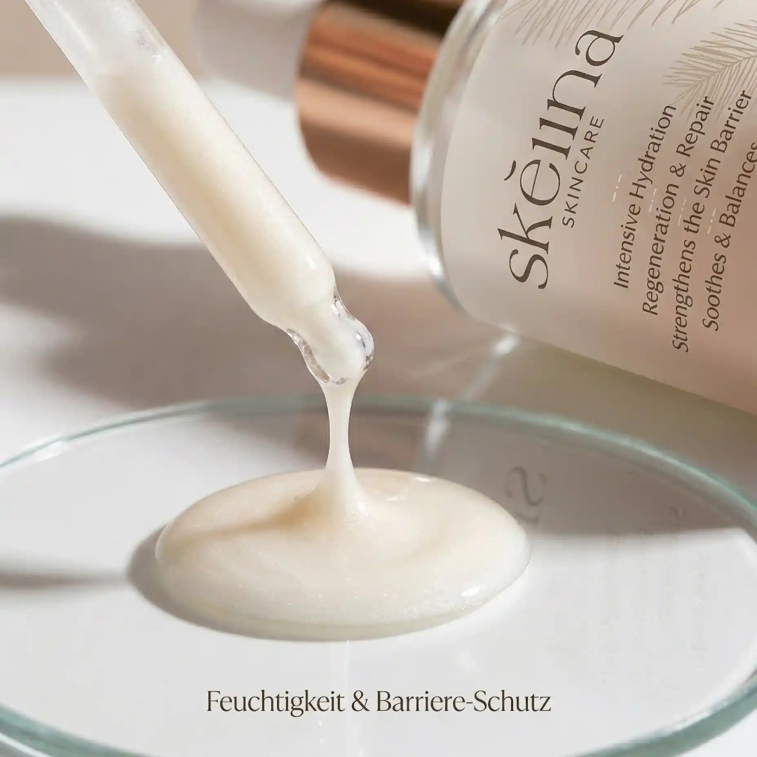Skeina Anti Aging Skincare für empfindliche Haut mit Hyaluron für zusätzliche Kollagenbildung und Feuchtigkeit.