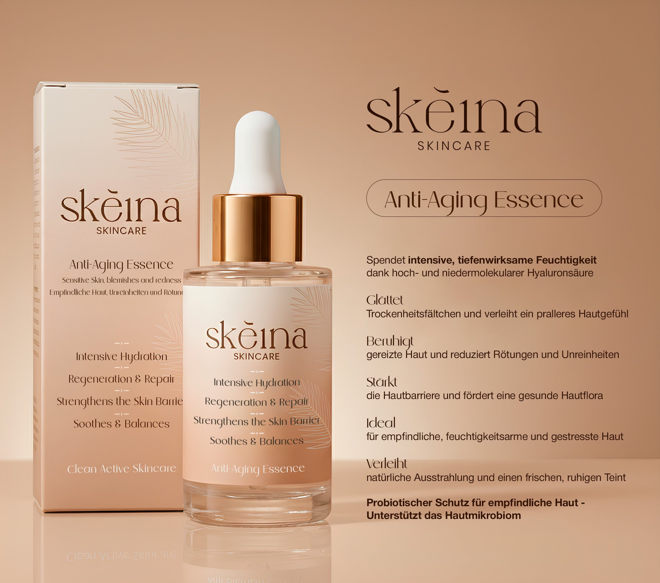 Entdecke jetzt die Vorteile der hochwertigen Anti-Aging-Essence von Skeina.Glättet, beruhigt, stärkt und ist ideal für empfindliche Gesichtshaut.