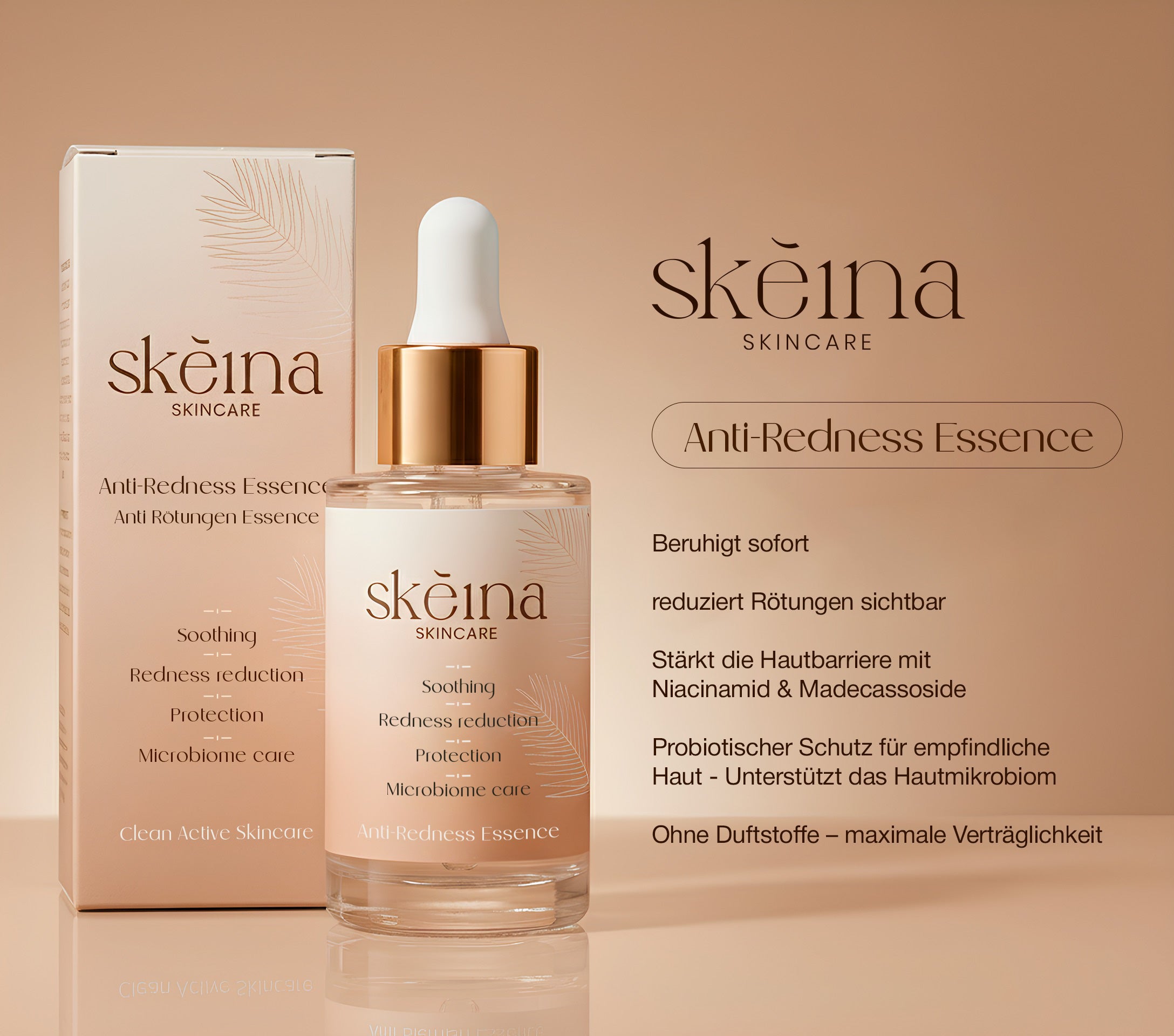 Stärken Sie Ihre Hautbarriere und reduzieren Sie langfristig  Rötungen im Gesicht mit der Skeina Skincare Anti-Redness-Essence.
