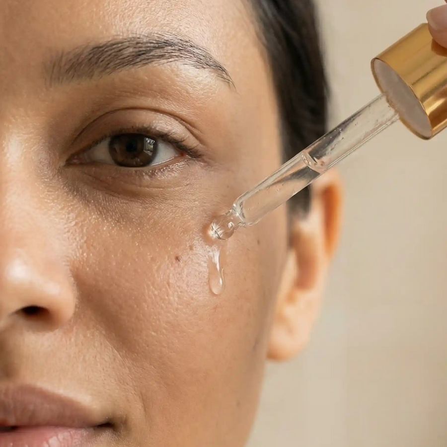 Einfache Anwendung in der Gesichtspflegeroutine mit Skeina Skincare. Praktische Pipette zu jeder Essence